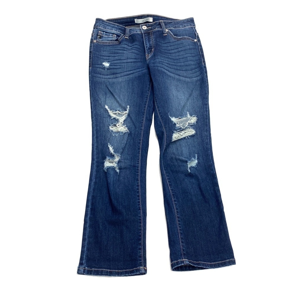KanCan Distressed Cropped Women's size 3 Dark Wash Blue Denim Jeans
